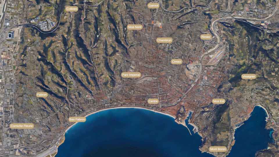 carte de la ville de Nice avec ces quartiers carte de la ville de Nice avec ces quartiers